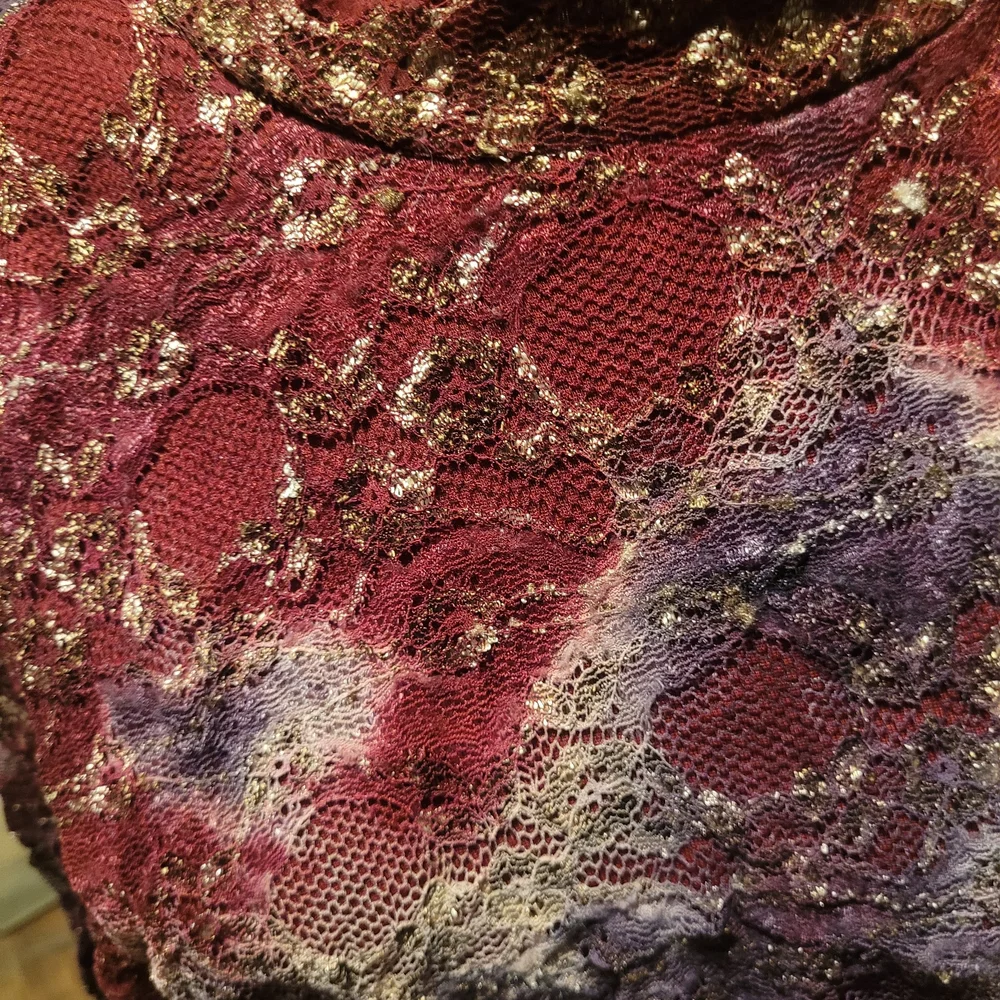 Coldwater Creek Burgundy and Purple Lace-Detail Long Sleeve Top - Picture 3 of 7